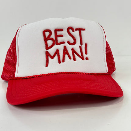 BEST MAN Red Mesh Trucker SnapBack Adjustable Cap Hat Custom Embroidered Collab Potent Frog