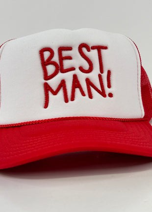 BEST MAN Red Mesh Trucker SnapBack Adjustable Cap Hat Custom Embroidered Collab Potent Frog