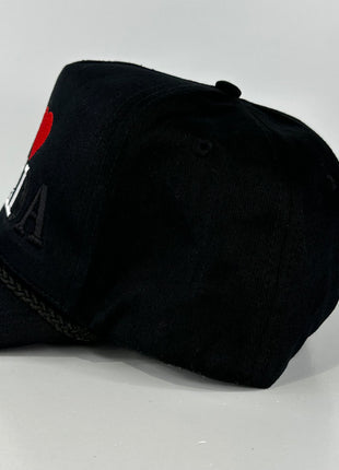 I love Canada custom embroidered secret message black rope snapback