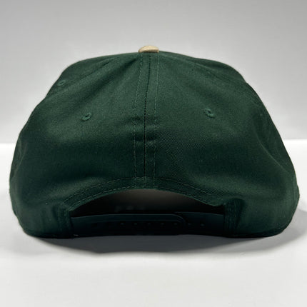 JUST WEED FOR ME THANKS Green Crown Tan Brim Snapback Hat Cap Custom Embroidery