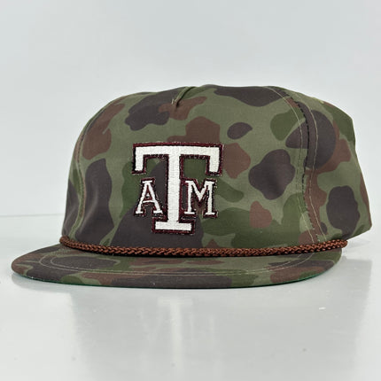 Custom Texas A&M patch on a Camo Rope Strapback Patch Hat Cap