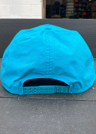Bourbon Bandit on a turquoise SnapBack Hat Cap with rope custom embroidery