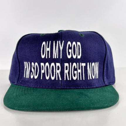 OH MY GOD IM SO POOR RIGHT NOW Vintage Mid Crown Strapback Cap Hat Custom Embroidered Rowdy Roger Collab