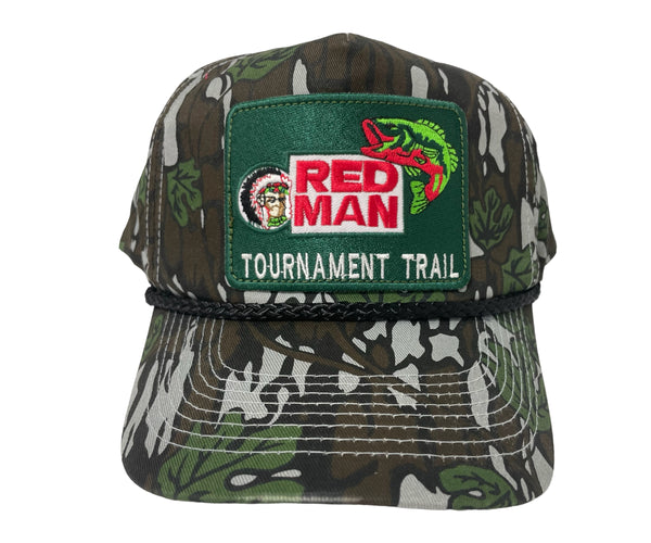 Custom Redman tournament trail patch on a Camo rope SnapBack Hat Cap