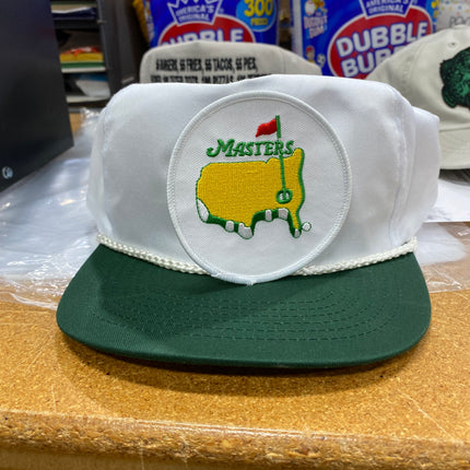 Custom order masters patch sewn on white crown green brim Snapback hat ADD gold rope