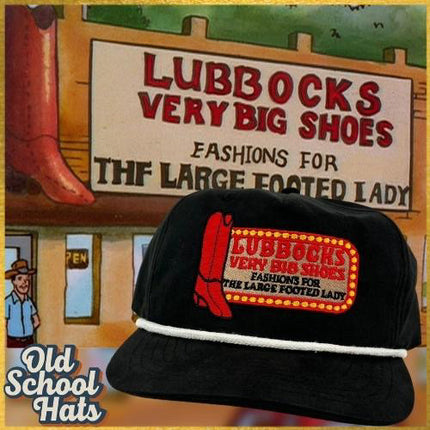 LUBBOCK'S VERY BIG SHOES Mid Crown Rope Retro Black SnapBack Cap Hat Custom Embroidered Collab PotentFrog
