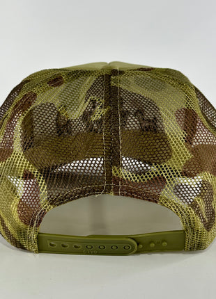 I hunt white tails year round on a Camo mesh SnapBack hat cap Collab Rowdy Roger Custom embroidery