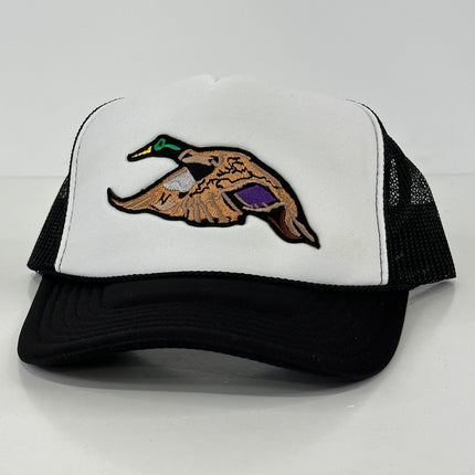 Custom Mallard on a Black Mesh Trucker SnapBack Patch Hat Cap