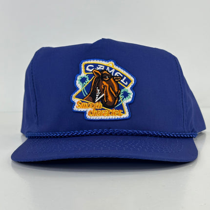 Custom Camel Smooth Character patch on a Blue Strapback Patch Hat Cap