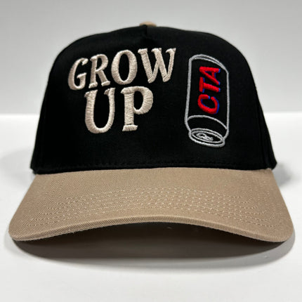 Grow Up BEER Drink Black Snapback Hat Cap Custom Embroidered Collab Cut the Activist