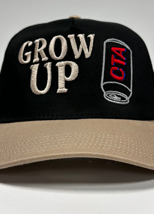 Grow Up BEER Drink Black Snapback Hat Cap Custom Embroidered Collab Cut the Activist
