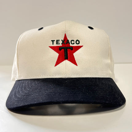 Texaco Vintage White Strapback Cap Hat Custom Embroidered