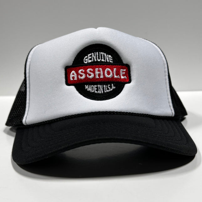 Genuine Asshole Made in USA Black Mesh Funny Snapback Cap Hat Custom Embroidered