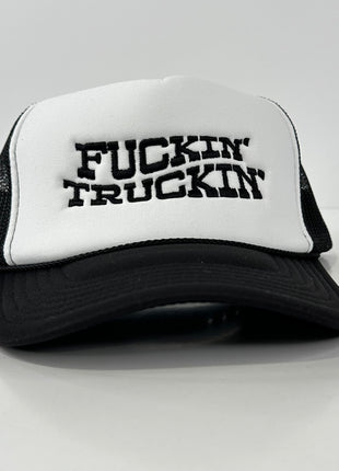 Fn Truckin Vintage Black Mesh Trucker Snapback Hat Cap Custom Embroidery