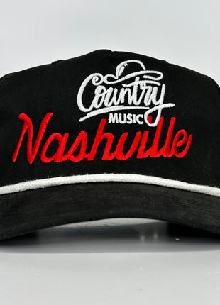 NASHVILLE COUNTY MUSIC Rope Black SnapBack Golf Hat Cap Custom Embroidery