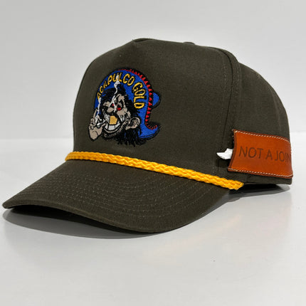 ACAPULCO GOLD With Sewed on Side Leather Pocket Army Green Rope