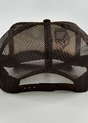 WHISKEY MAKES ME FRISKY Brown Foam  Mesh Adjustable SnapBack Trucker Cap Hat Custom Embroidered Collab Rowdy Roger