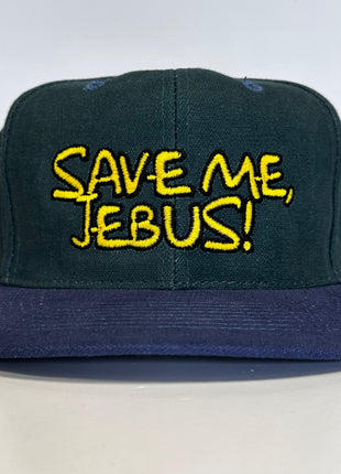 SAVE ME JEBUS Vintage Strapback Cap Hat Collab Potent Frog Custom Embroidered