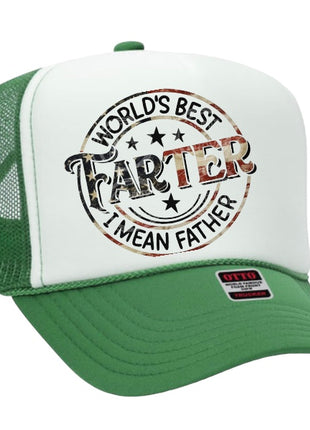 Worlds best farter I mean father custom print mesh trucker SnapBack hat cap