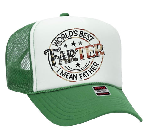 Worlds best farter I mean father custom print mesh trucker SnapBack hat cap