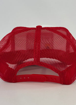 Cock Out Funny on a Red Mesh Trucker Mesh SnapBack Hat Cap Custom Embroidered