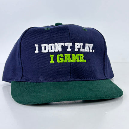 I DONT PLAY I GAME Green Mid Crown Strapback Cap Hat Custom Embroidered