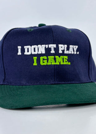 I DONT PLAY I GAME Green Mid Crown Strapback Cap Hat Custom Embroidered