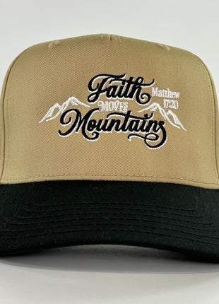 Faith Moves Mountains Matthew 17 20 Tan SnapBack Hat Cap Custom Embroidered