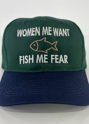 Women me want fish me fear custom embroidered SnapBack Hat Cap