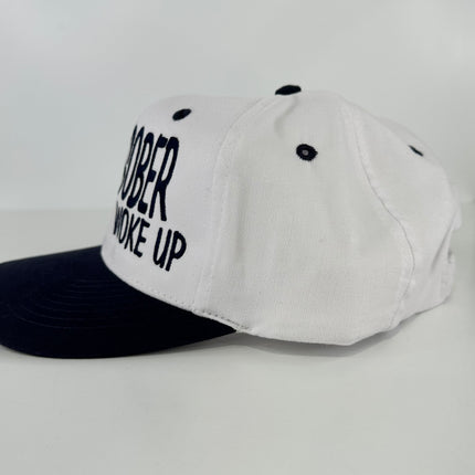 I WAS SOBER AND THEN I WOKE UP Navy Strapback Cap Hat Custom Embroidered