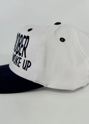 I WAS SOBER AND THEN I WOKE UP Navy Strapback Cap Hat Custom Embroidered