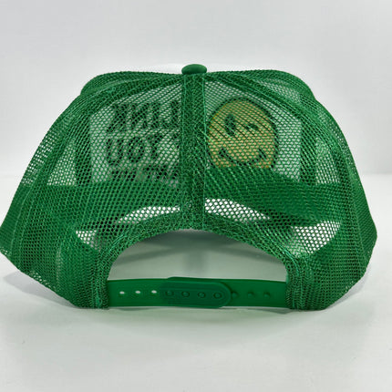 Blink if you want me on a green mesh trucker SnapBack Hat Cap Collab Rowdy Roger Custom Embroidered