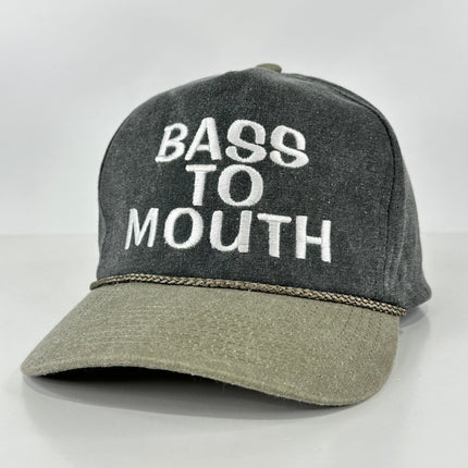 BASS TO MOUTH Tall Crown SnapBack Cap Hat Custom Embroidered Collab Shawn Ricketts