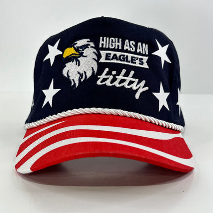 High as an eagles titty on an American flag print SnapBack hat cap collab Justin Stagner