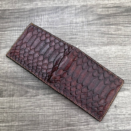 Wallet money clip Handmade genuine rawhide leather Python embossed genuine cowhide leather