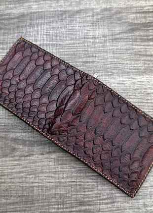 Wallet money clip Handmade genuine rawhide leather Python embossed genuine cowhide leather