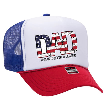 Dad the man myth legend custom print mesh trucker SnapBack hat