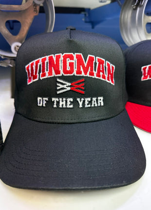 Wingman of the year on a black SnapBack Collab Wingman of the year Wotyofficial Custom Embroidered