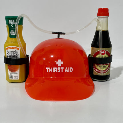 Thirst aid plastic drinking hat