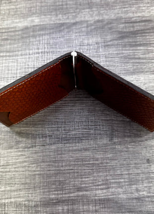 Wallet money clip Handmade genuine rawhide leather Python embossed genuine cowhide leather