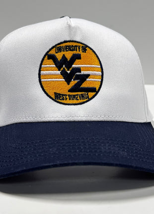 University of West Virzynia White Crown Navy SnapBack Hap Custom Embroidery