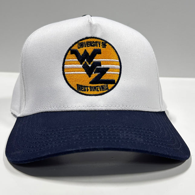 University of West Virzynia White Crown Navy SnapBack Hap Custom Embroidery