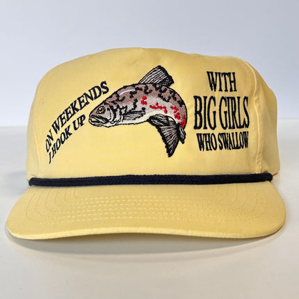 Brown Trout ON WEEKENDS I HOOK UP WITH BIG GIRLS WHO SWALLOW Funny Fis –  Old School Hats