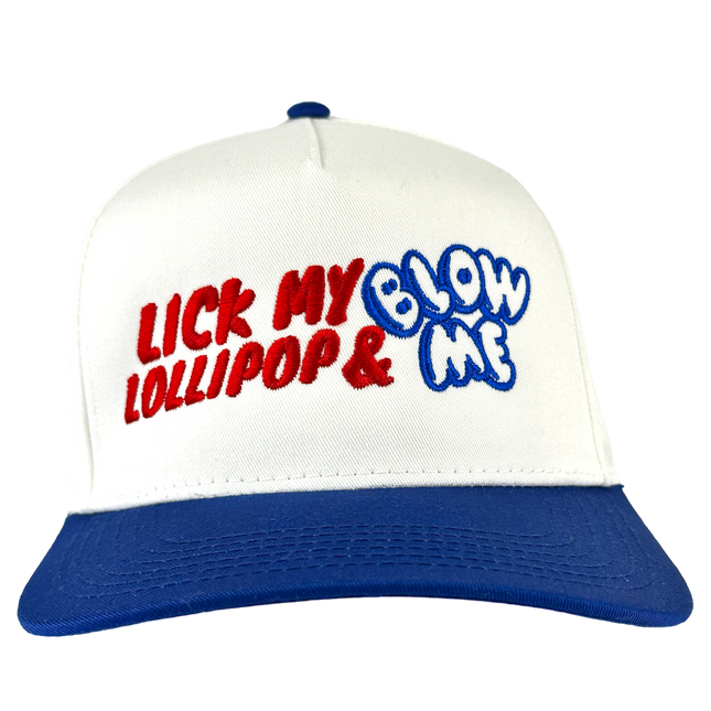 LICK MY LOLLIPOP Funny SnapBack Cap Inappropriate Hat Custom Embroidered Collab Rowdy Roger