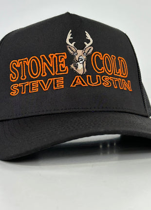 STONE COLD BLACK SNAPBACK CAP HAT CUSTOM EMBROIDERED