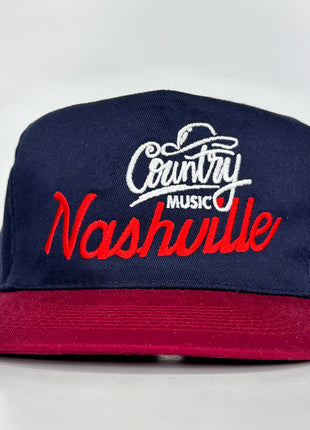 NASHVILLE COUNTY MUSIC Vintage Tall Crown Strapback Hat Cap Custom Embroidery