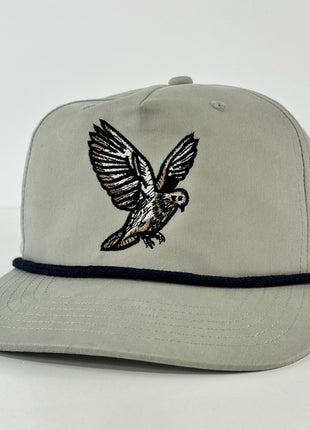 DOVE on a Gray hat with navy rope SNAPBACK CAP HAT custom embroidered