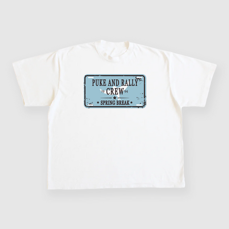 Puke And Rally Crew Spring Break Custom Printed White T-shirt