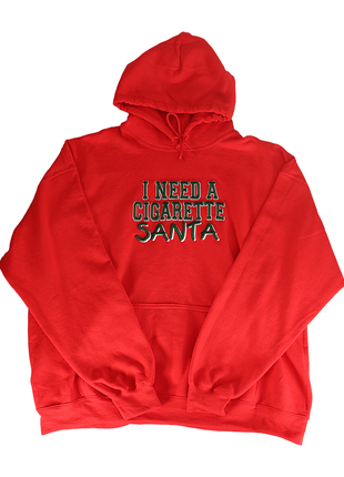 I Need A Cigarette Santa Custom Embroidered Hoodie