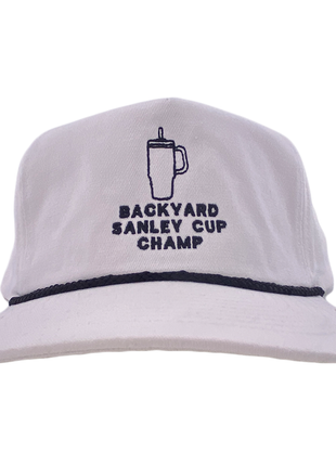 Backyard Stanley Cup Champ White SNAPBACK Black Rope CUSTOM EMBROIDERED CAP HAT COLLAB SHAWN RICKETTS